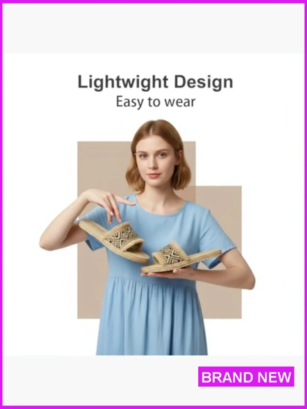Woven Flat Sandals Slip On Lightweight Summer Beach Vacation Casual Slide